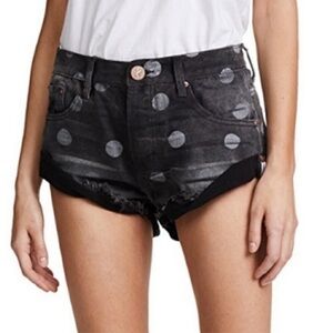 One Teaspoon Black and Gray Polka Dot Shorts